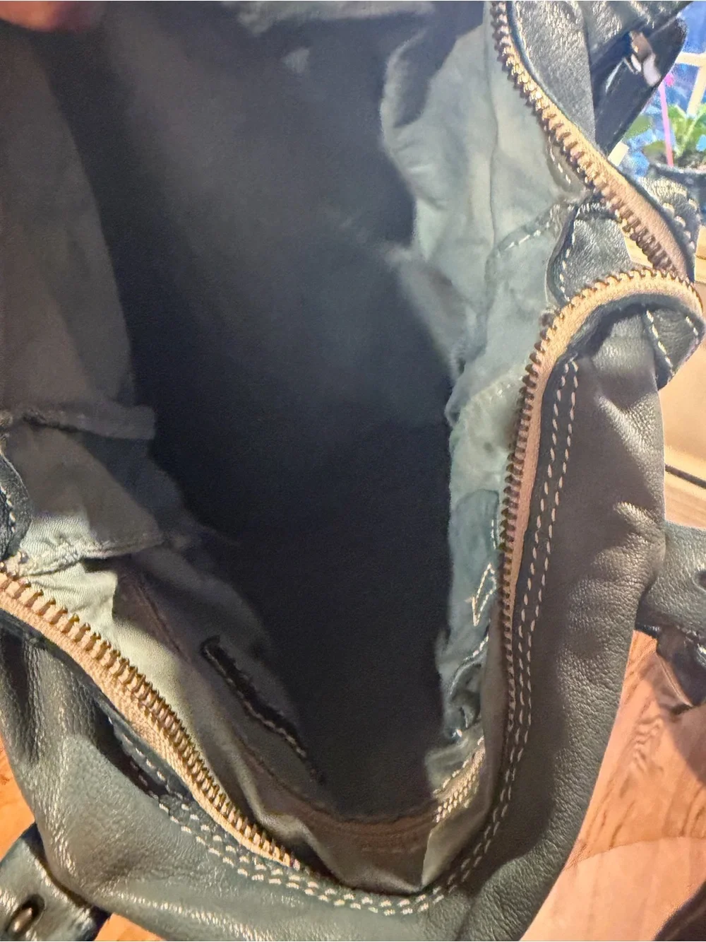 Vintage Campomaggi Teal Leather Tote Bag with Front Flap Pocket